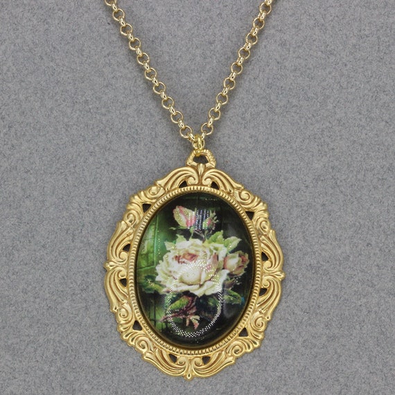 Handmade Art Necklace Jewelry Floral Portrait Still Life Under | Etsy