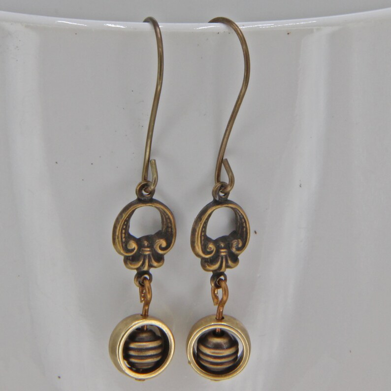 Handmade Dangle Earrings Brass Earwires Bead Frames Bronze - Etsy
