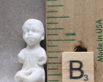Vintage Antique Excavated Victorian German Seated Doll Miniature White Porcelain Doll 1880 Oscarcrow