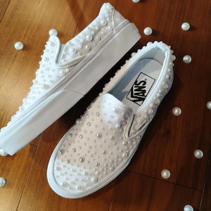 White Slip on Vans - Etsy display picture 1