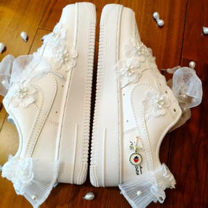 Bridal Wedding Personalized Sneakers - Wedding Pearl Sneakers - Anniversary Prom Sneakers-Embroidered Lace Bridal Shoes - Unique Bridal Gift