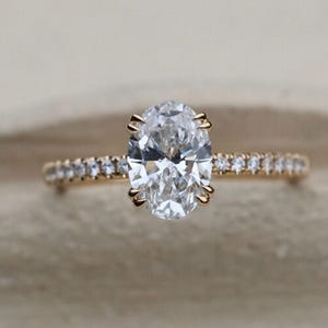2 Ct Oval Lab Grown Diamond Ring, Lab Diamond Wedding Ring for Women, Oval Engagement Ring, 14K Yellow Gold Ring Anniversary Gift for Her