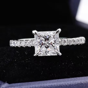 3 CT Princess Cut Lab Grown Diamond Engagement Ring, White Gold Wedding Ring, F/VS1 Lab Created Diamond, Anniversary Gift, Ring for Women