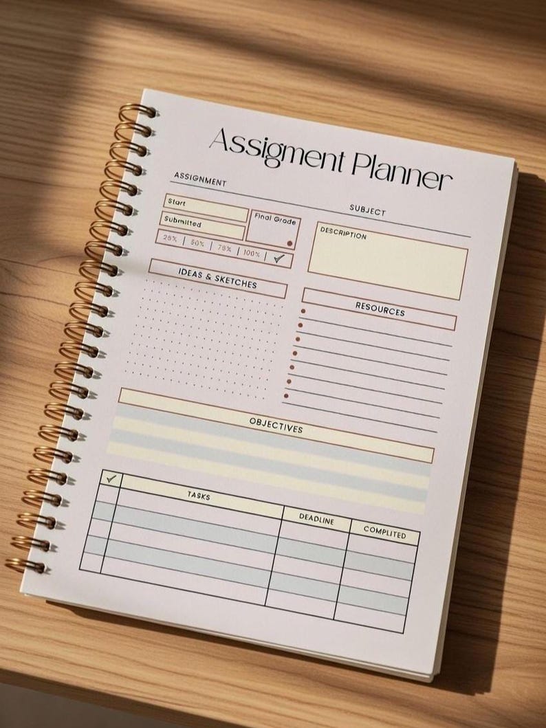 Assignment Planner Printable | Student Grade Tracker | Student Planner ...