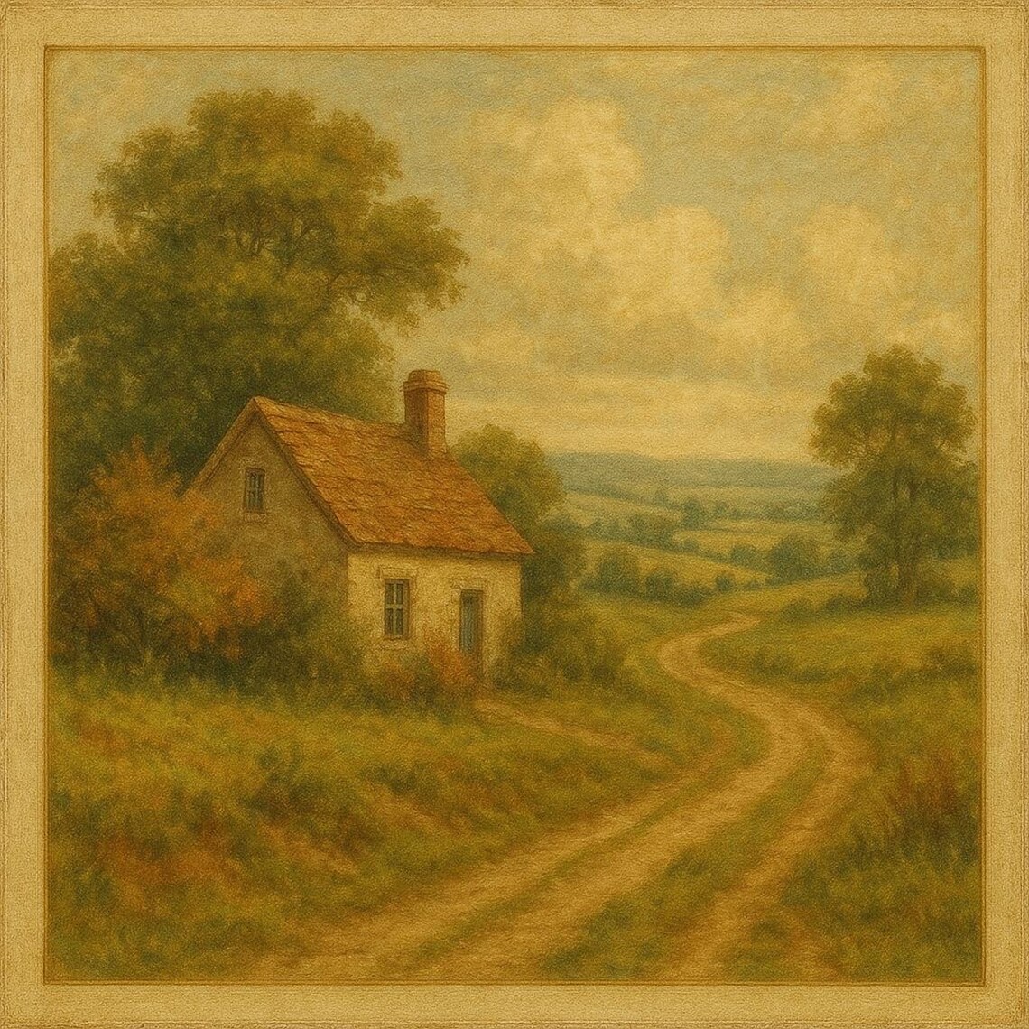 Vintage Farmhouse Landscape Art Print, Rustic Pastoral Home Decor ...