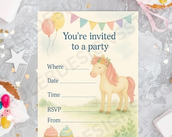 Pony-Geburtstags-Party Einladung - Printable Digital Download