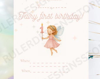Fee ersten Geburtstag Party Einladung - Druckbare digitaler Download