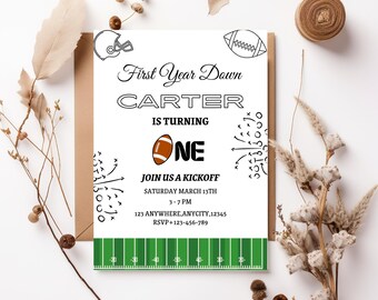 Football Birthday Invitation, Printable American Football Birthday Party Invite, Editable Sports Invitation Template, Game On Birthday