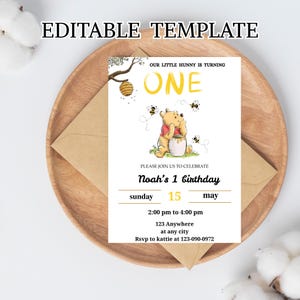 Winnie the Pooh Invitation Winnie the Pooh Birthday Invitation Winnie the Pooh Party Winnie the Pooh Editable Invitation