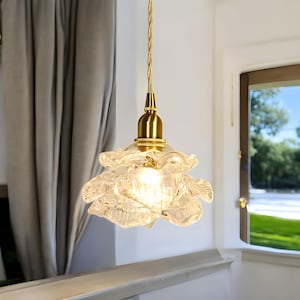 Vintage Rose Chandelier: Copper French Pendant Light, Floral Design