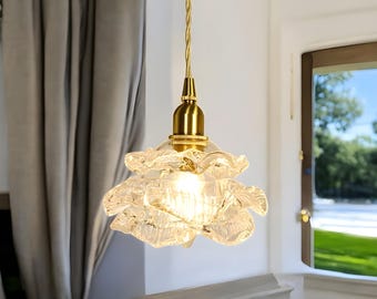 Vintage Rose Chandelier: Copper French Pendant Light, Floral Design