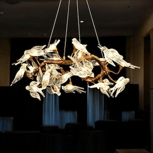 Vintage Swallow Bird Chandelier: Glass Bird Pendant Lighting