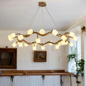 Wabi-Sabi Resin Tree Branch Chandelier: LED Multi-Head Pendant Light