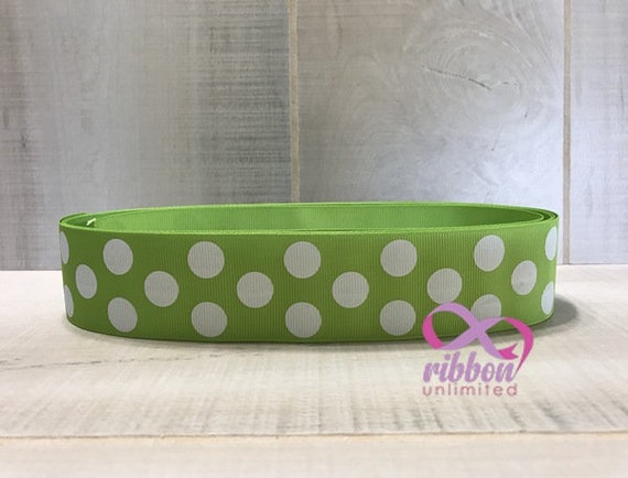 5 yards Lime green JUMBO polka dot 1.5/" grosgrain ribbon by the yard DIY bow