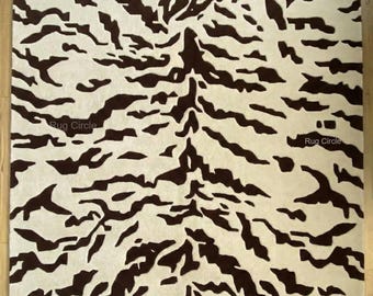 8x10 Hand Tufted Wool Tiger Print Rug | Eye catching 5x7 Modern Brown & Ivory Carpet