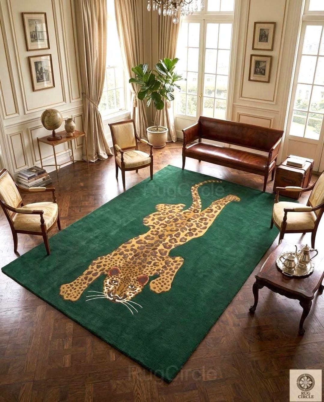 Hand Tufted Wool Leopard Rug, Green Safari Animal Print Area Carpet - Etsy