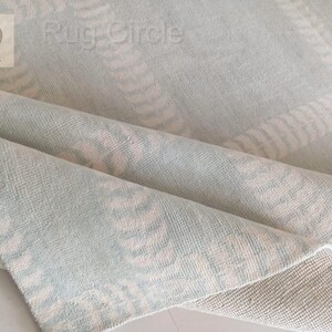 Hand-Knotted Wool Oushak Rug: Soft Blue Floral, Modern Transitional Style