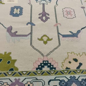 Hand-Knotted Oushak Wool Rug 8x10: Vintage Turkish Style