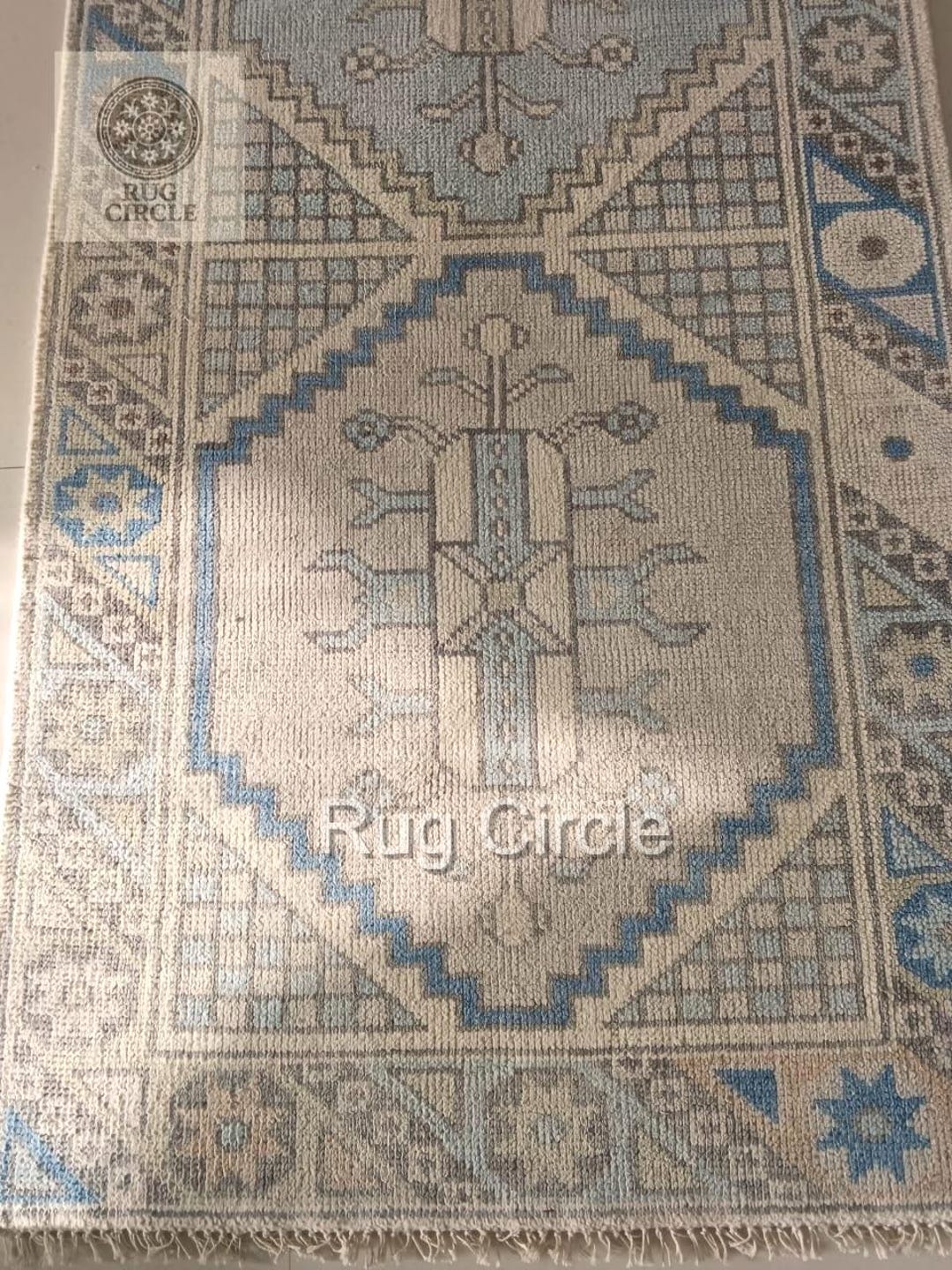 Handwoven Wool Runner Rug: 2x15 Ft Blue Geometric Tribal Star Motif - Etsy