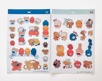 Cute Snack Animal Stickers | Waterproof Matte Vinyl Sheets