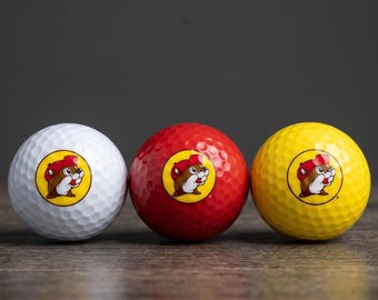 Buc-ee’s Golf Balls – Red, White, Yellow Novelty Beaver Logo Set