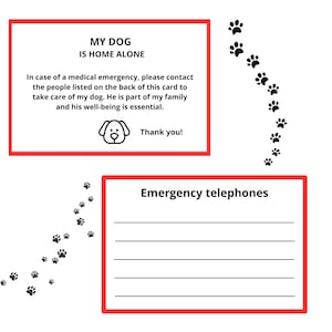 Portemonneekaart voor noodgevallen – My Dog Is Home Alone – Afdrukbare huisdierveiligheidskaart – Direct downloaden – pdf