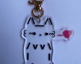 Kaomoji Cat with Heart 2.5" Keychain