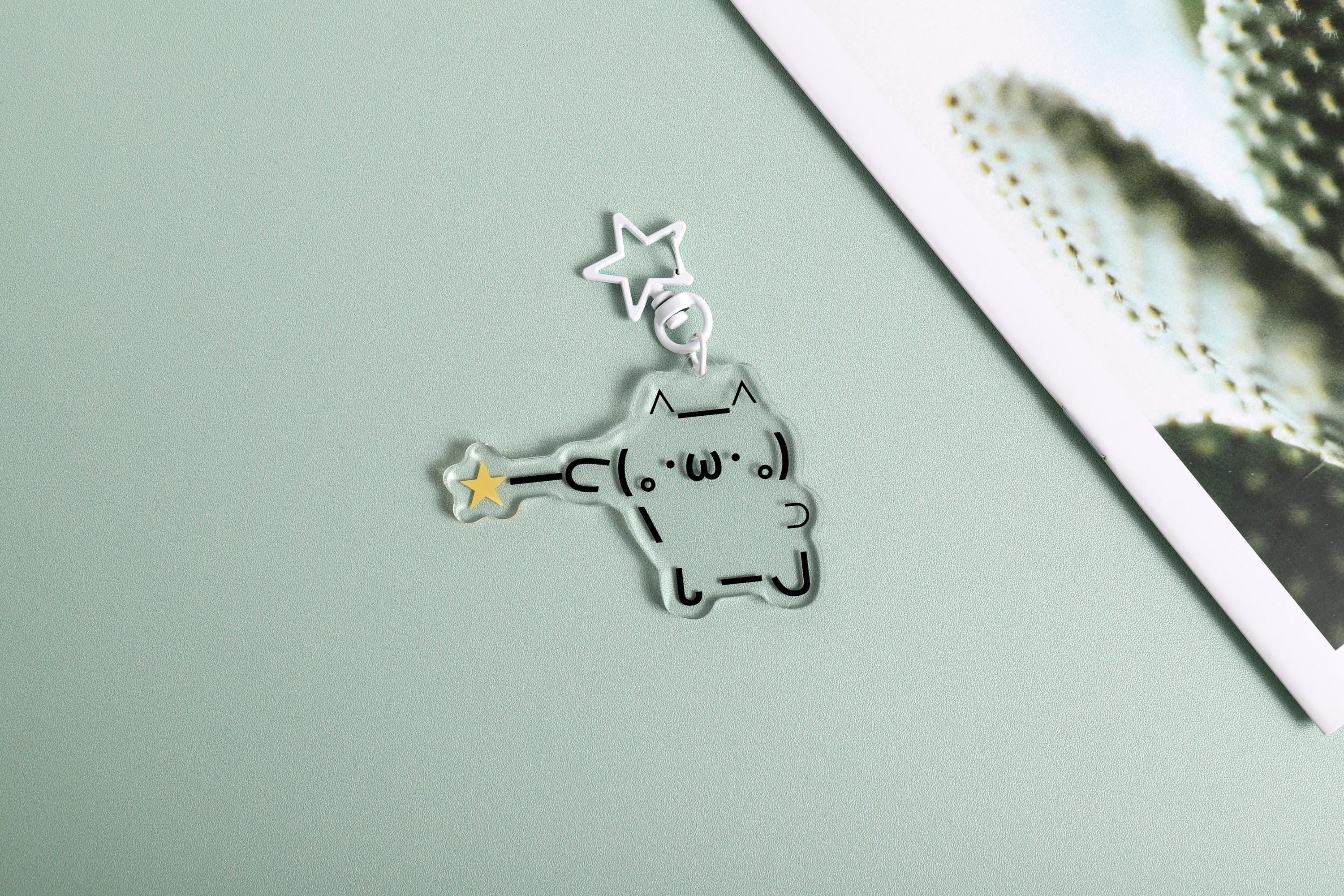 Kaomoji Cat With Magic Star Wand Keychain 3 Inches - Etsy