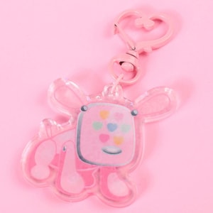 Holographic iDog Keychain: Y2K Pink Acrylic Charm