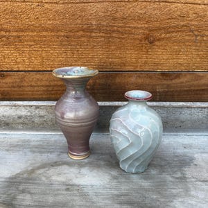 Handmade Ceramic Bud Vases | Set of 2 Small Minimalist Vases | Rustic Pottery Decor | Perfect for Tiny Flowers or Greenery | Artisan Crafted