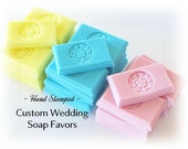 200 Stamped Soap Custom Wedding Favors - CHOOSE COLOR & SCENT, diy, hand stamped, mini, bulk, unique, guest, bridal shower, custom