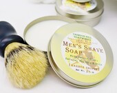 Men's Shave Soap Tin - round soap, kaolin clay, mango butter, shea butter, cocoa butter, handmade, shaving, glycerin, man