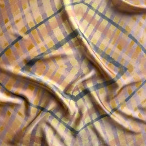 Silk square scarf | Striped golden diamond | Abstract concentration