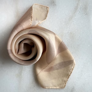 Silk square scarf | Tilting Branches | Grey on beige