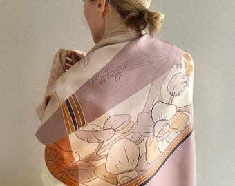 Orchidee Seidenschal | 90×90 cm | Designer Carré von Qeiwa