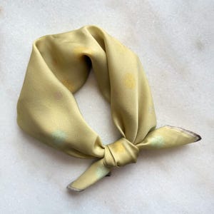 Silk square scarf | Abstract lime circles | Juicy summer to remember