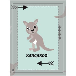 Kangaroo Wall Tapestry, Wood Topped Home Decor, Animal Lovers Gift, Nursery Wall Art, Kid's Room Decoration, Playroom Wall Hanging