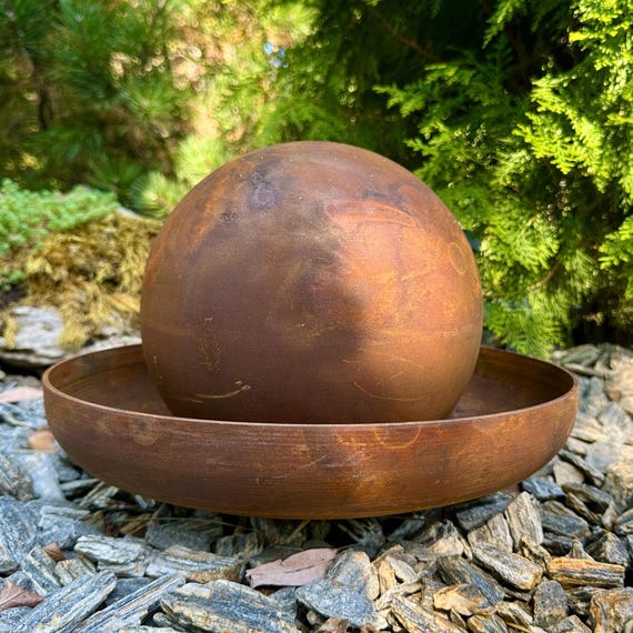 Rusty Corten Steel Lotus Flower Garden Sculpture, Zen Decor