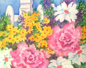 Watercolor Spring Flowers, Pastel Flowers, Pastel Watercolor, Spring Garden, Pink Yellow Blue Green, Art With Heart, Martha Kisling