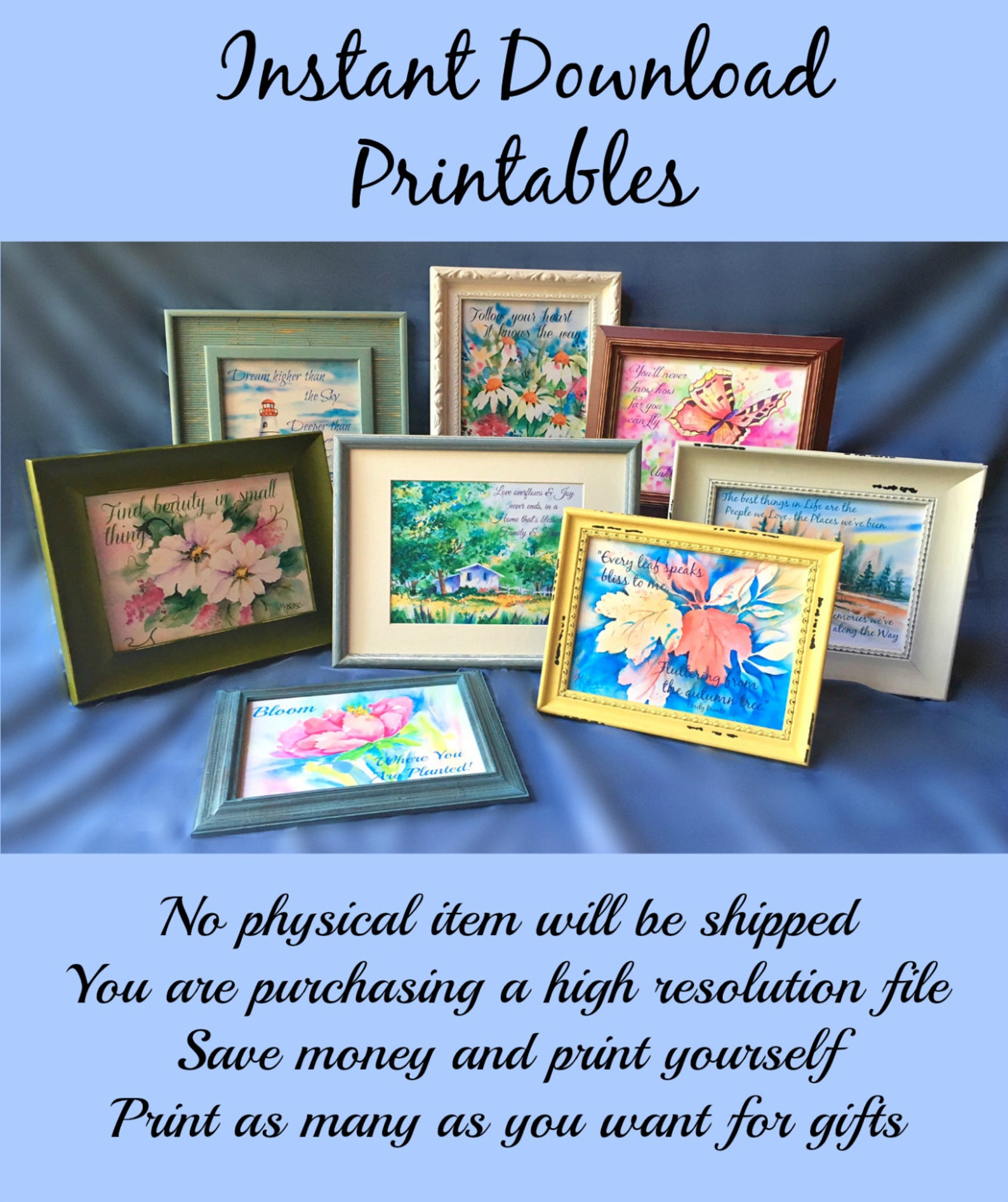Printable Valentine Heart Printable Watercolor Flowers Etsy