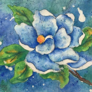Magnolia Watercolor Batik White Magnolia, Southern Magnolia, Southern Decor, Charleston, Martha Kisling