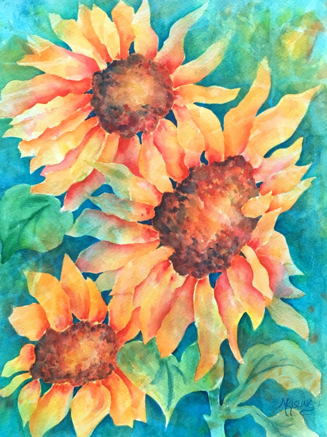 Sunflower Watercolor, Watercolor Flowers, Sunflower Decor, Floral Art