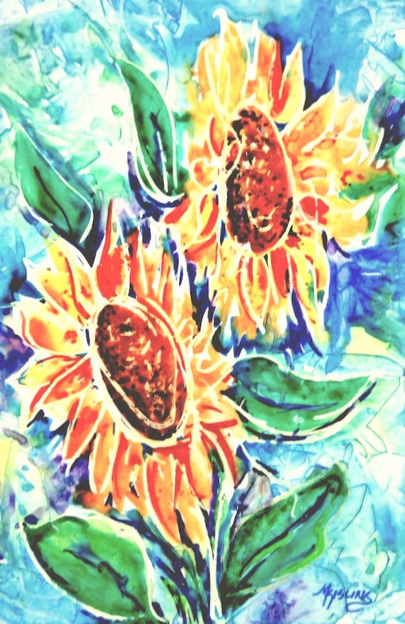 Watercolor And Oil Pastel Mixed Media Floral Painting