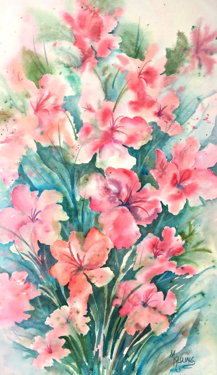 Flores de acuarela de color naranja melocotón de Martha Kisling Art With Heart