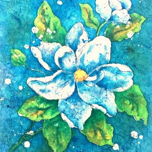 Magnolia Watercolor Batik White Magnolia, Southern Magnolia, Southern Decor, Charleston, Martha Kisling