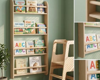 Montessori Front Bücherregal, Kinder Holz Kinderzimmer Buch Anzeige, Schallplattenleiste