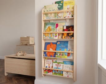 Montessori Bookcase for Kids, Bücherregal Kinder Holz, Nursery Bookshelf, Baby Book Display, Toy Storage Shelf, Kinderzimmer Möbel.
