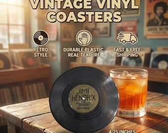 Vinyl Record Coasters Set, Retro Music Decor, DJ Gift
