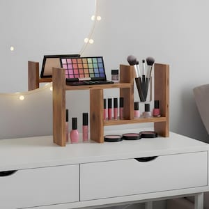 Wood Desktop Shelf Organizer –Kids bookshelf, Mini Desk Bookcase, Makeup and Jar Storage.
