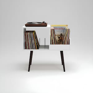 Vinyl Record Stand, Wooden LP Organizer Shelf, Mid Century Storage